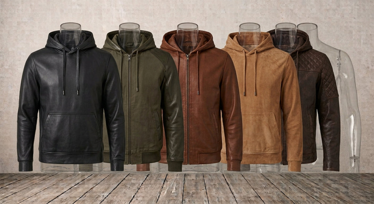 Men Leather Hoodie